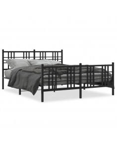 Giroletto con Testiera e Pediera Metallo Nero 150x200 cm 2