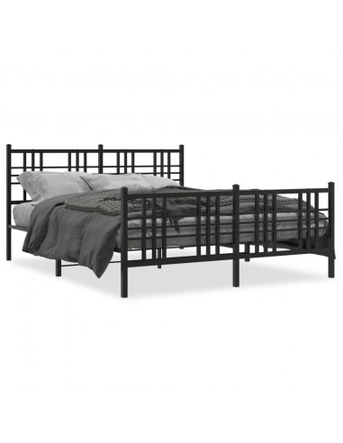 Giroletto con Testiera e Pediera Metallo Nero 150x200 cm