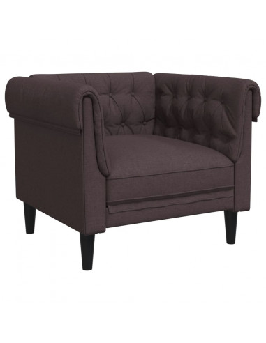 Poltrona Chesterfield Marrone Scuro in Tessuto