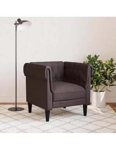 Poltrona Chesterfield Marrone Scuro in Tessuto