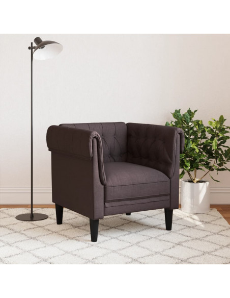 Poltrona Chesterfield Marrone Scuro in Tessuto