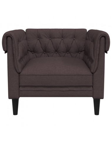 Poltrona Chesterfield Marrone Scuro in Tessuto