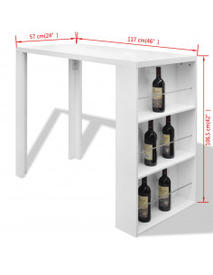 Tavolo da Bar in MDF con Portavini Bianco Lucido