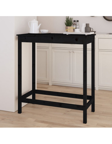 Tavolo da Bar Nero 100x50x110 cm in Legno Massello di Pino