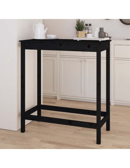 Tavolo da Bar Nero 100x50x110 cm in Legno Massello di Pino