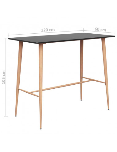 Tavolo da Bar Nero 120x60x105 cm