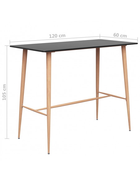 Tavolo da Bar Nero 120x60x105 cm