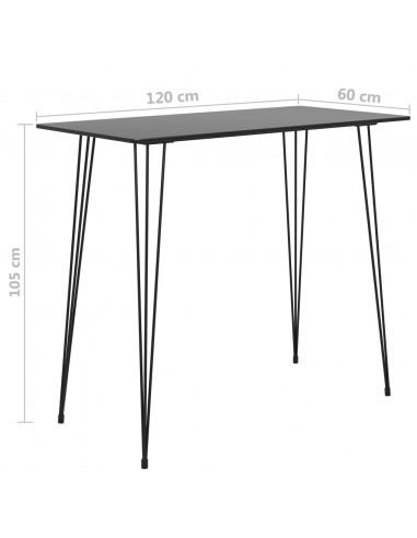 Tavolo da Bar Nero 120x60x105 cm