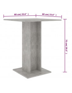 Tavolo da Bistrot Grigio Cemento 60x60x75 cm Legno Multistrato
