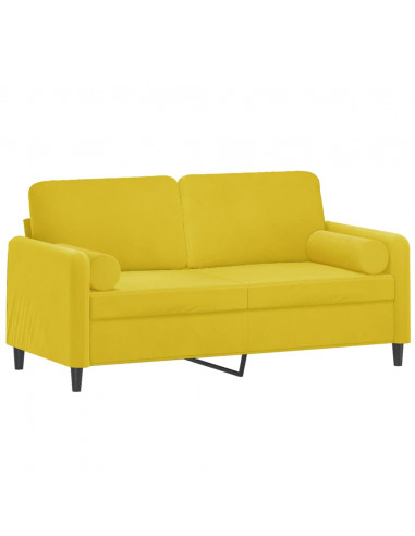 Divano a 2 Posti con Cuscini Giallo 140 cm in Velluto