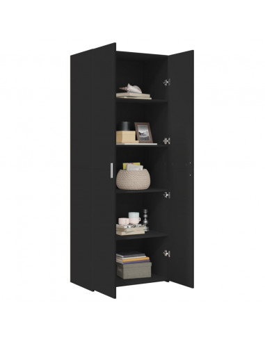 Credenza Nera 70x42,5x185 cm in Legno Multistrato