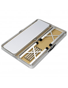 Tavolo da Campeggio Pieghevole con 2 Panche in Alluminio Bianco