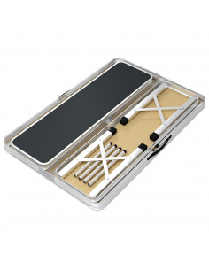 Tavolo da Campeggio Pieghevole con 2 Panche in Alluminio Grigio