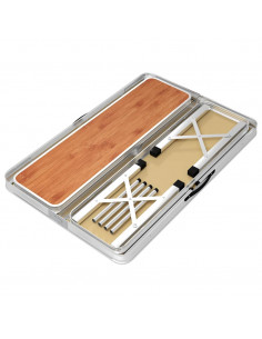 Tavolo da Campeggio Pieghevole e 2 Panche in Alluminio Marrone