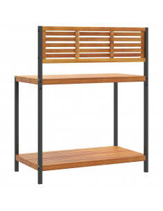 Tavolo da Invasatura 90x50x110 cm in Legno Acacia e Acciaio