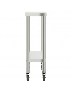 Tavolo da Lavoro Cucina con Ruote 110x30x85 cm in Acciaio Inox