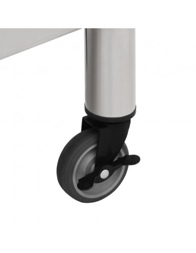 Tavolo da Lavoro Cucina con Ruote 80x30x85 cm in Acciaio Inox