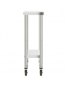 Tavolo da Lavoro Cucina con Ruote 82,5x30x85 cm in Acciaio Inox