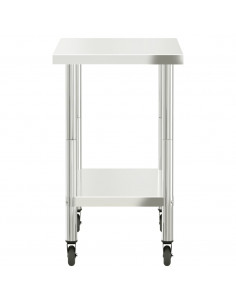Tavolo da Lavoro Cucina con Ruote 82,5x55x85 cm in Acciaio Inox