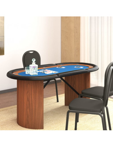Tavolo da Poker 10 Giocatori Blu 160x80x75 cm