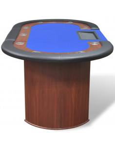 Tavolo da Poker 10 Giocatori Postazione Dealer Vassoio Chip Blu