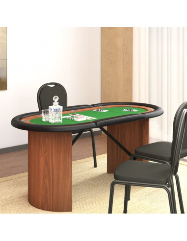 Tavolo da Poker 10 Giocatori Verde 160x80x75 cm
