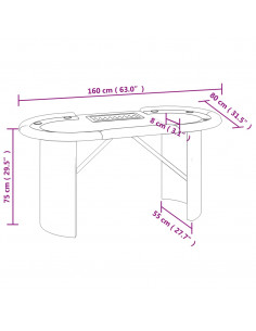 Tavolo da Poker con Vassoio Chip 10 Giocatori Blu 160x80x75 cm