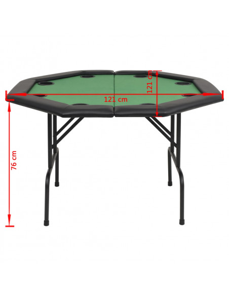 Tavolo da Poker Piegabile in 2 per 8 Giocatori Ottagonale Verde