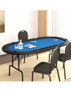 Tavolo da Poker Pieghevole 10 Giocatori Blu 206x106x75 cm