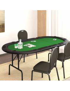 Tavolo da Poker Pieghevole 10 Giocatori Verde 206x106x75 cm
