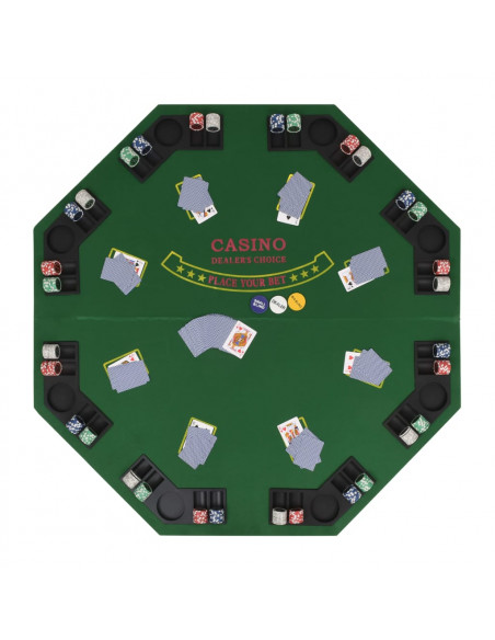 Tavolo da Poker Pieghevole in 4 8 Giocatori Ottagonale Verde