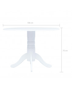 Tavolo da Pranzo 106 cm in Legno Massello di Hevea