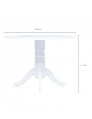 Tavolo da Pranzo 106 cm in Legno Massello di Hevea