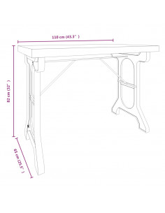 Tavolo da Pranzo 110x65x82cm in Legno Massello di Abete e Ferro