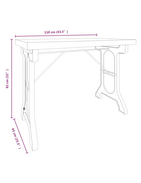 Tavolo da Pranzo 110x65x82cm in Legno Massello di Abete e Ferro