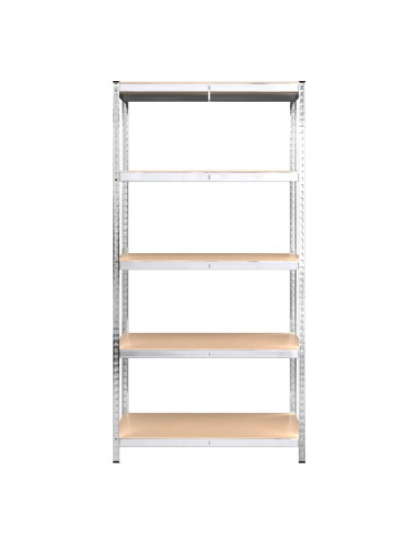 Scaffali Resistenti 5 Strati 2 pz Argento Acciaio e Multistrato
