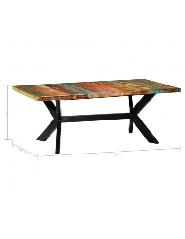 Tavolo da Pranzo 200x100x75 cm in Legno Massello di Recupero