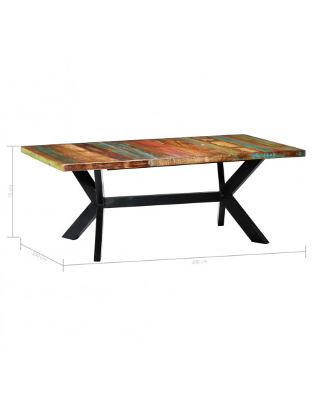 Tavolo da Pranzo 200x100x75 cm in Legno Massello di Recupero