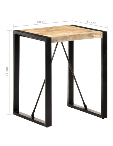 Tavolo da Pranzo 60x60x75 cm in Legno Massello di Mango Grezzo