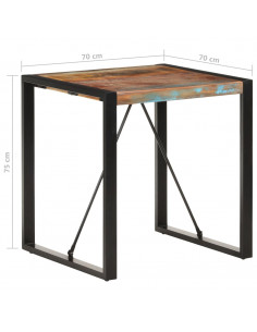 Tavolo da Pranzo 70x70x75 cm in Legno Massello di Recupero