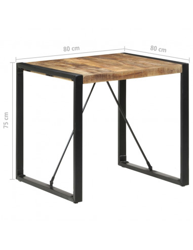 Tavolo da Pranzo 80x80x75 cm in Legno di Mango Grezzo