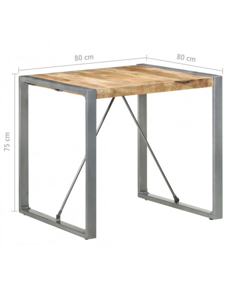 Tavolo da Pranzo 80x80x75 cm in Legno di Mango Grezzo