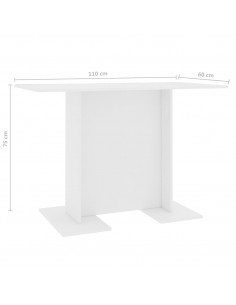 Tavolo da Pranzo Bianco 110x60x75 cm in Legno Multistrato