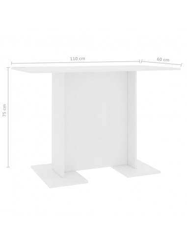 Tavolo da Pranzo Bianco 110x60x75 cm in Legno Multistrato