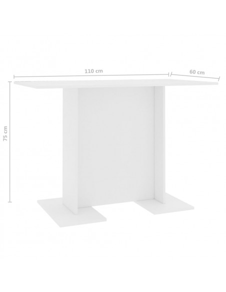 Tavolo da Pranzo Bianco 110x60x75 cm in Legno Multistrato