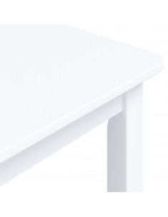 Tavolo da Pranzo Bianco 114x71x75cm in Legno Massello di Hevea