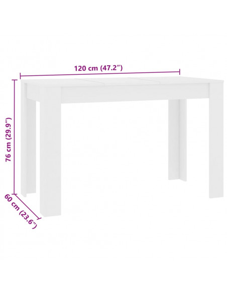 Tavolo da Pranzo Bianco 120x60x76 cm in Legno Multistrato