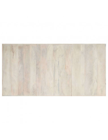 Tavolo da Pranzo Bianco 200x100x75 cm Legno Massello di Mango