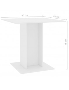 Tavolo da Pranzo Bianco 80x80x75 cm in Legno Multistrato