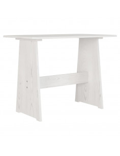 Tavolo da Pranzo con Panca Bianco in Legno Massello di Pino